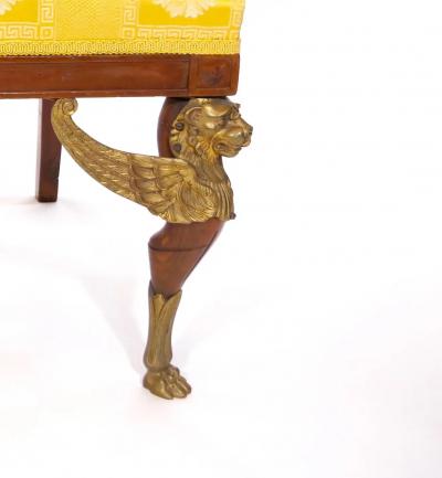 19th Century Empire Style Gilt Bronze Mounted Pair Armchair