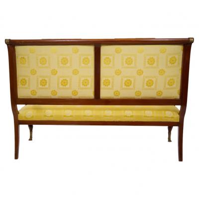 19th Century Empire Style Gilt Bronze Mounted Settee Sofa