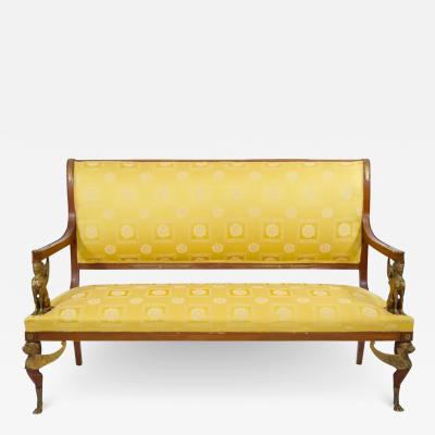 19th Century Empire Style Gilt Bronze Mounted Settee Sofa