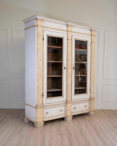 19th Century Empire Style Lacquered Bookcase Italian Grand Library