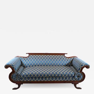 19th Century Empire Style Mahogany Framed Upholstered Sofa