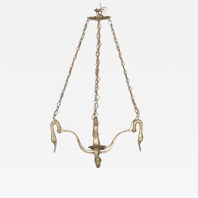 19th Century Empire Style Swan Chandelier and Wall Lights Set