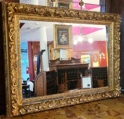 19th Century English Baroque Gilt Floral Wall Mirror