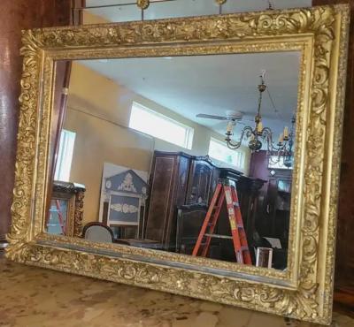 19th Century English Baroque Gilt Floral Wall Mirror