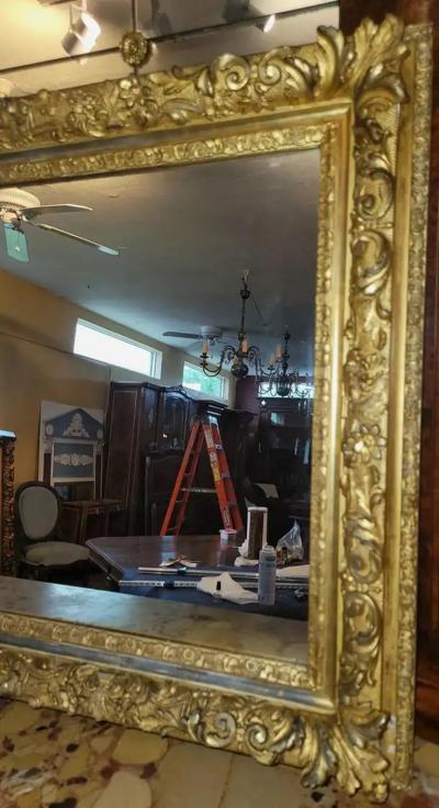 19th Century English Baroque Gilt Floral Wall Mirror