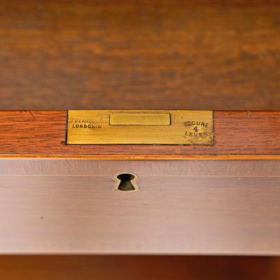 19th Century English Burlwood Mahogany Regency Style Inlay Decorated Breakfront