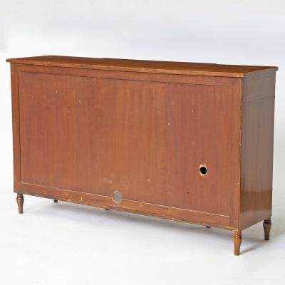 19th Century English Burlwood Mahogany Regency Style Inlay Decorated Breakfront