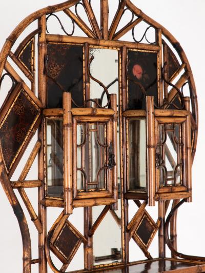 19th Century English Chinoiserie Bamboo Glazed Front Cabinet