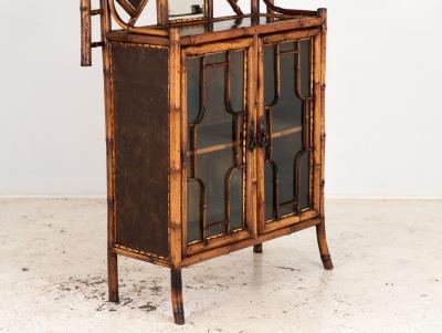 19th Century English Chinoiserie Bamboo Glazed Front Cabinet