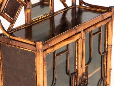 19th Century English Chinoiserie Bamboo Glazed Front Cabinet