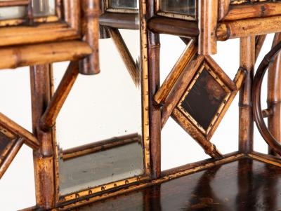 19th Century English Chinoiserie Bamboo Glazed Front Cabinet