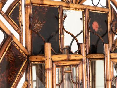 19th Century English Chinoiserie Bamboo Glazed Front Cabinet