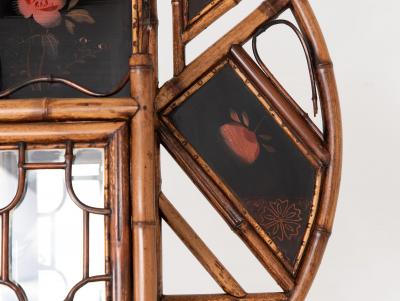 19th Century English Chinoiserie Bamboo Glazed Front Cabinet