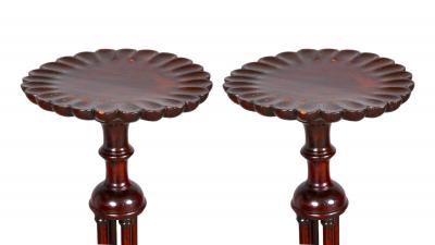 19th Century English Chippendale Style Pair Tripod Foot Candle Stand Pedestal