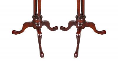 19th Century English Chippendale Style Pair Tripod Foot Candle Stand Pedestal