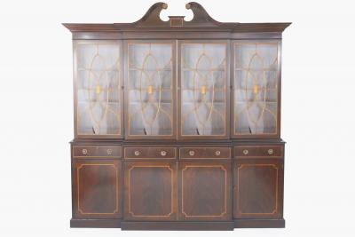 19th Century English George III Mahogany Breakfront Bookcase