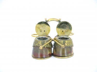 19th Century English Gold Washed Sheffield Silverplate Equestrian Themed Inkwell