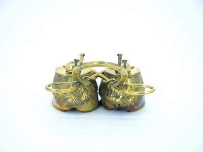 19th Century English Gold Washed Sheffield Silverplate Equestrian Themed Inkwell