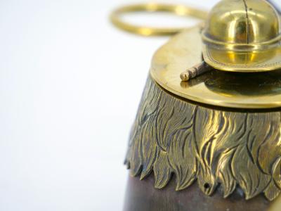 19th Century English Gold Washed Sheffield Silverplate Equestrian Themed Inkwell