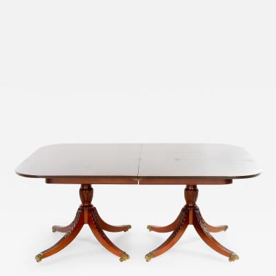 19th Century English Mahogany Double Pedestal Dining Table