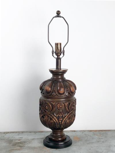 19th Century English Oak Balustrade Lamps