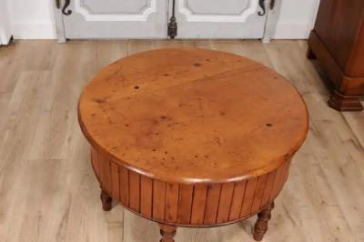 19th Century English Pine and Faux Bamboo Drum Table with Inner Metal Basin