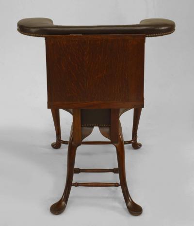 19th Century English Queen Anne Style Leather Upholstered Reading Chair