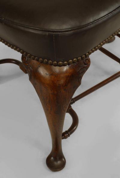 19th Century English Queen Anne Style Leather Upholstered Reading Chair