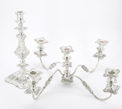 19th Century English Sheffield Silver Plated Five Light Convertible Candelabra