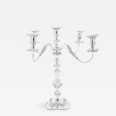 19th Century English Sheffield Silver Plated Five Light Convertible Candelabra