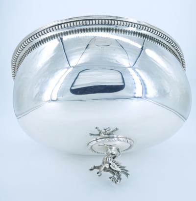 19th Century English Silverplate Meat Dome with Dragon Finial Handle