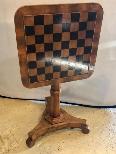 19th Century English Tilt Top Game Checkerboard or Card Table