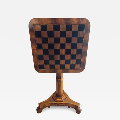 19th Century English Tilt Top Game Checkerboard or Card Table