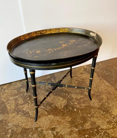 19th Century English Tole Tray on Stand