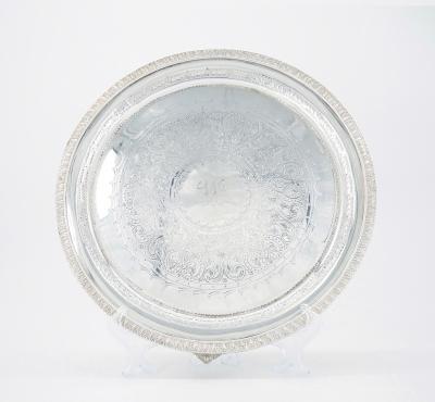 19th Century English Victorian Circular Silverplate Salver