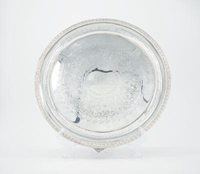 19th Century English Victorian Circular Silverplate Salver