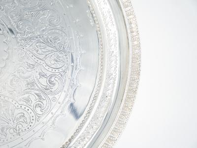 19th Century English Victorian Circular Silverplate Salver