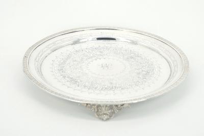19th Century English Victorian Circular Silverplate Salver