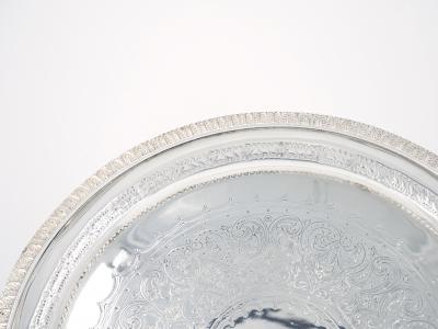 19th Century English Victorian Circular Silverplate Salver