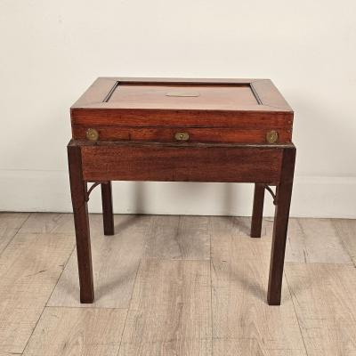 19th Century English Victorian Mahogany Brass Mounted Box on Later Custom Stand