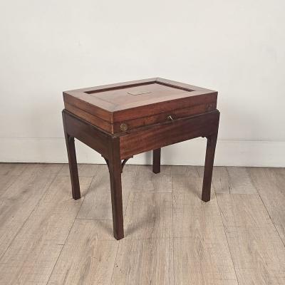 19th Century English Victorian Mahogany Brass Mounted Box on Later Custom Stand
