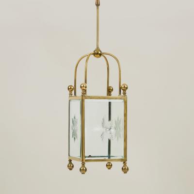 19th Century English brass and glass starburst lantern
