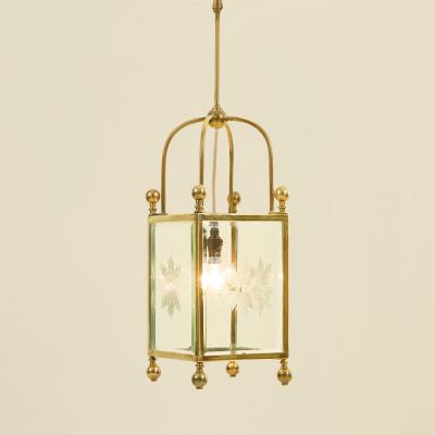 19th Century English brass and glass starburst lantern