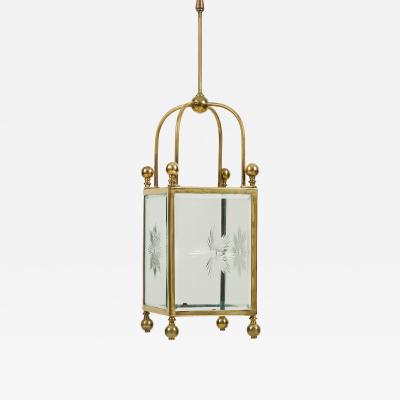 19th Century English brass and glass starburst lantern