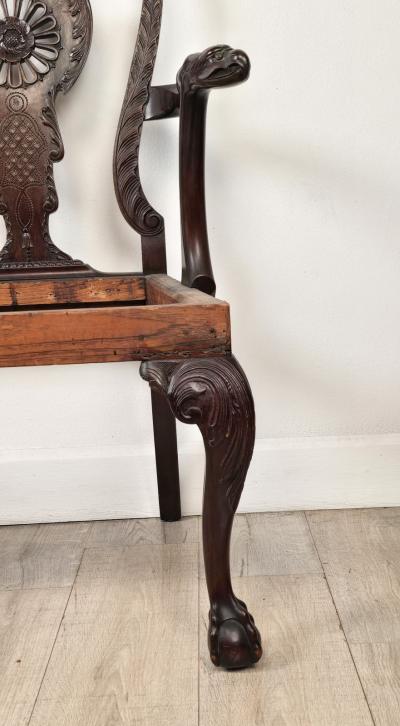 19th Century English or Irish Mahogany Chippendale Settee