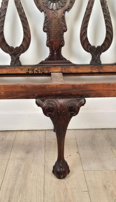 19th Century English or Irish Mahogany Chippendale Settee