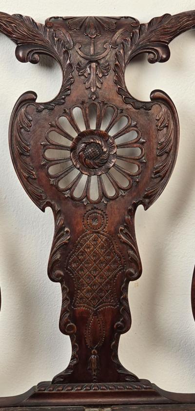 19th Century English or Irish Mahogany Chippendale Settee