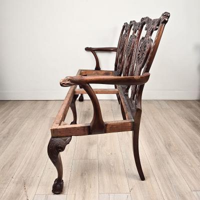 19th Century English or Irish Mahogany Chippendale Settee