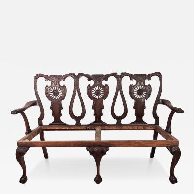 19th Century English or Irish Mahogany Chippendale Settee