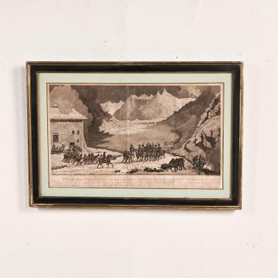 19th Century Engraving of Napoleon Crossing the St Bernard Pass